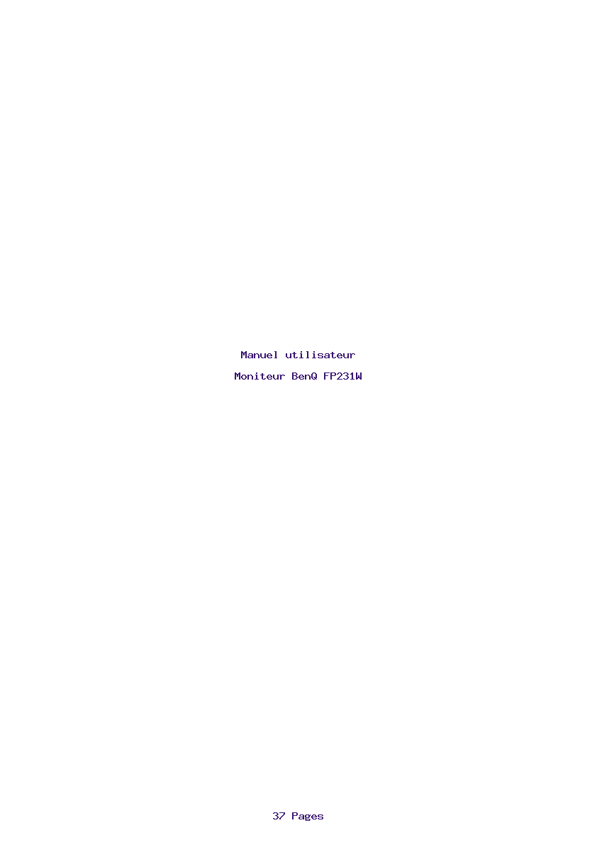 Page 1 de la notice Manuel utilisateur BenQ FP231W