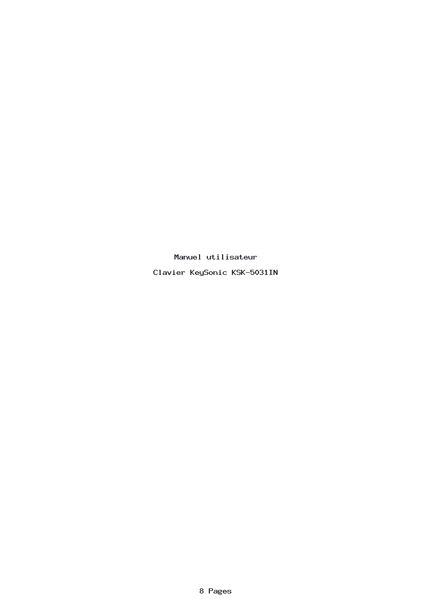 Page 1 de la notice Manuel utilisateur KeySonic KSK-5031IN