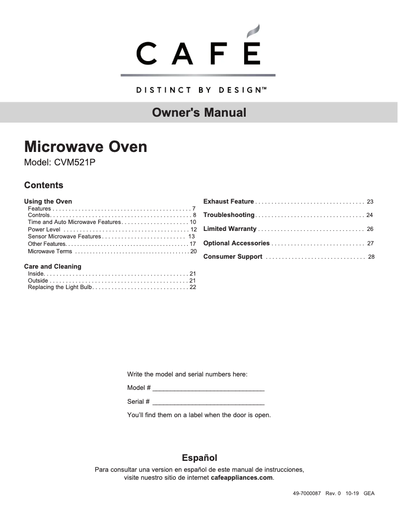 Page n°1 - Manuel d'utilisation et d'entretien GE CVM521P2MS1