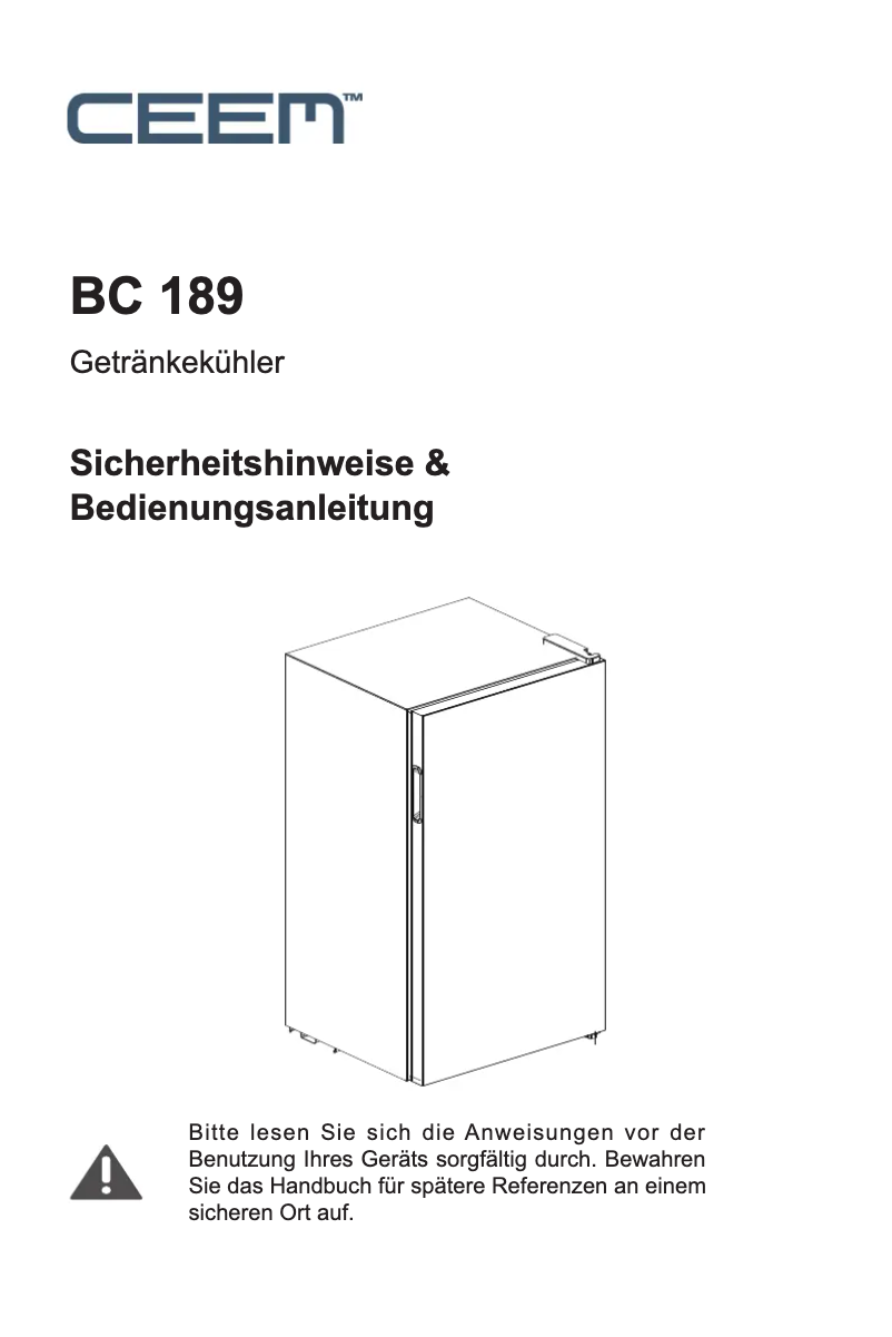 Page 1 de la notice Manuel utilisateur CEEM BC 189