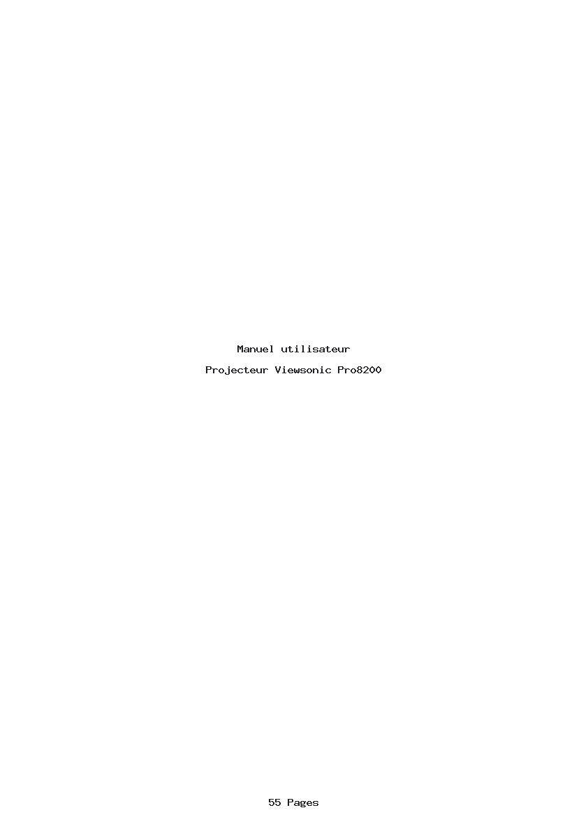 Page 1 de la notice Manuel utilisateur Viewsonic Pro8200