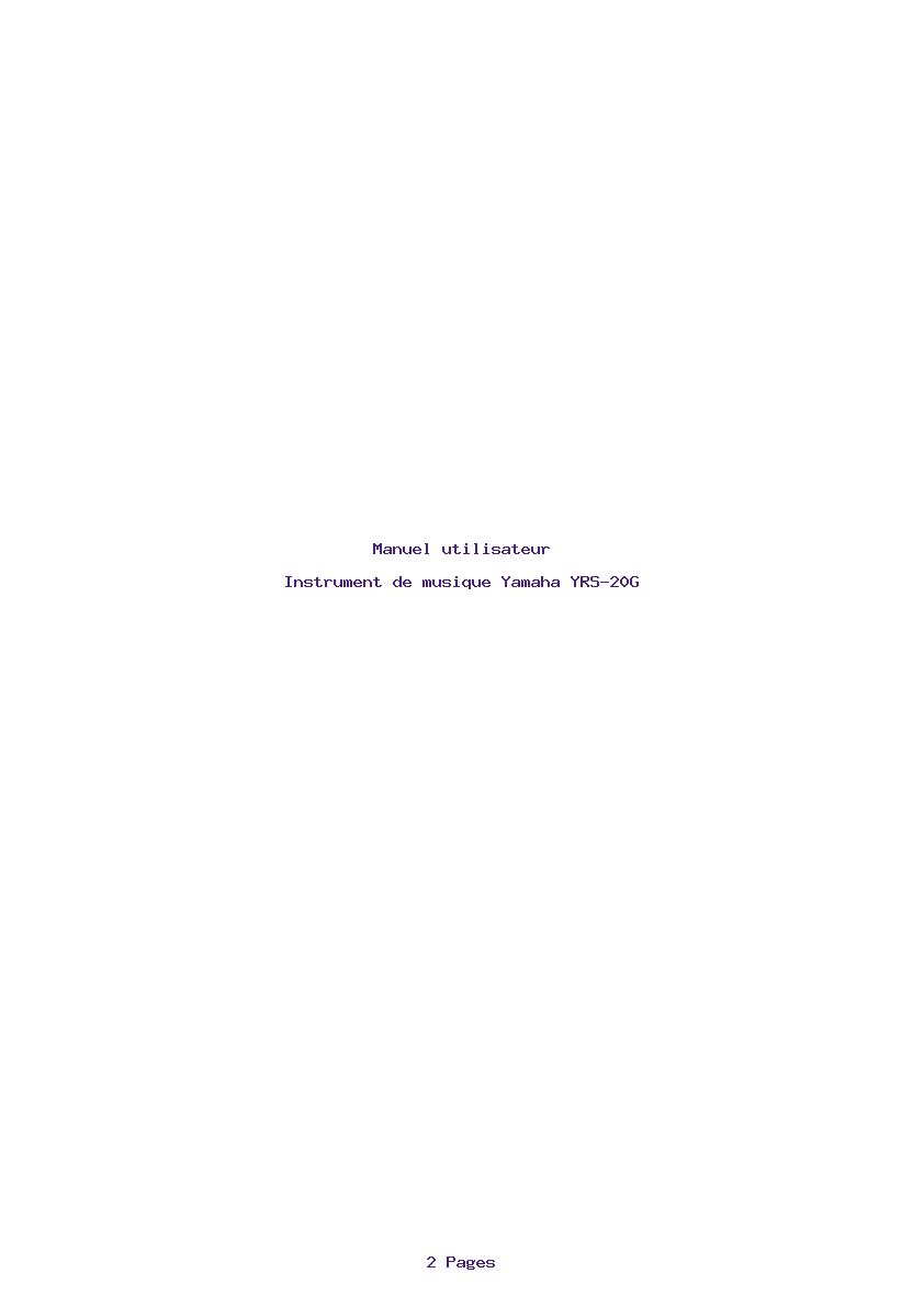 Page 1 de la notice Manuel utilisateur Yamaha YRS-20G