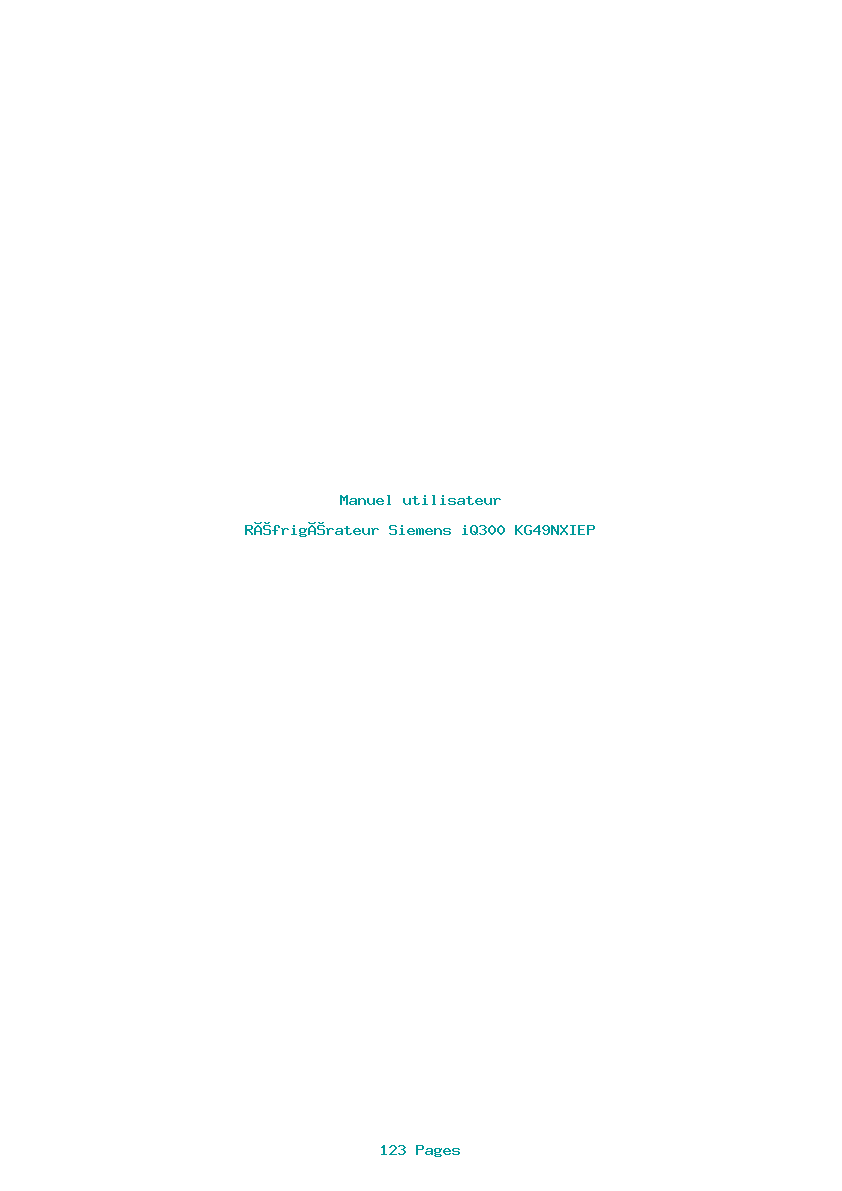 Page 1 de la notice Manuel utilisateur Siemens iQ300 KG49NXIEP