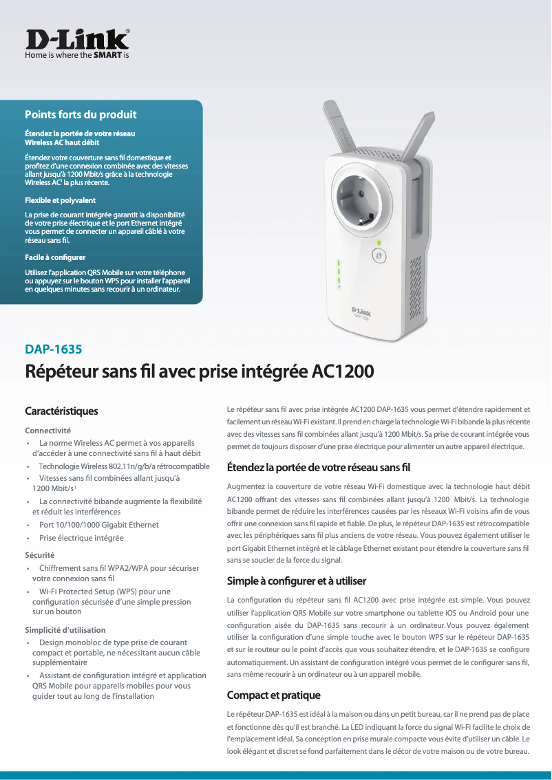 Page 1 of the manual Technical Sheet D-Link DAP-1635