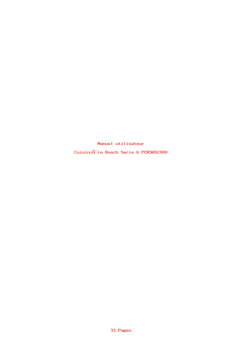 Page 1 de la notice Manuel utilisateur Bosch Serie 6 PCR9A5C90D