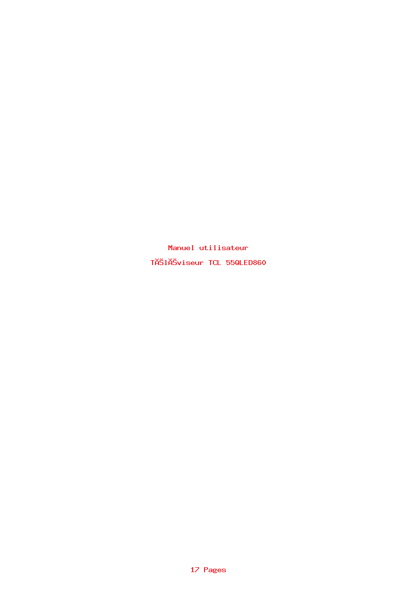 Page 1 de la notice Manuel utilisateur TCL 55QLED860