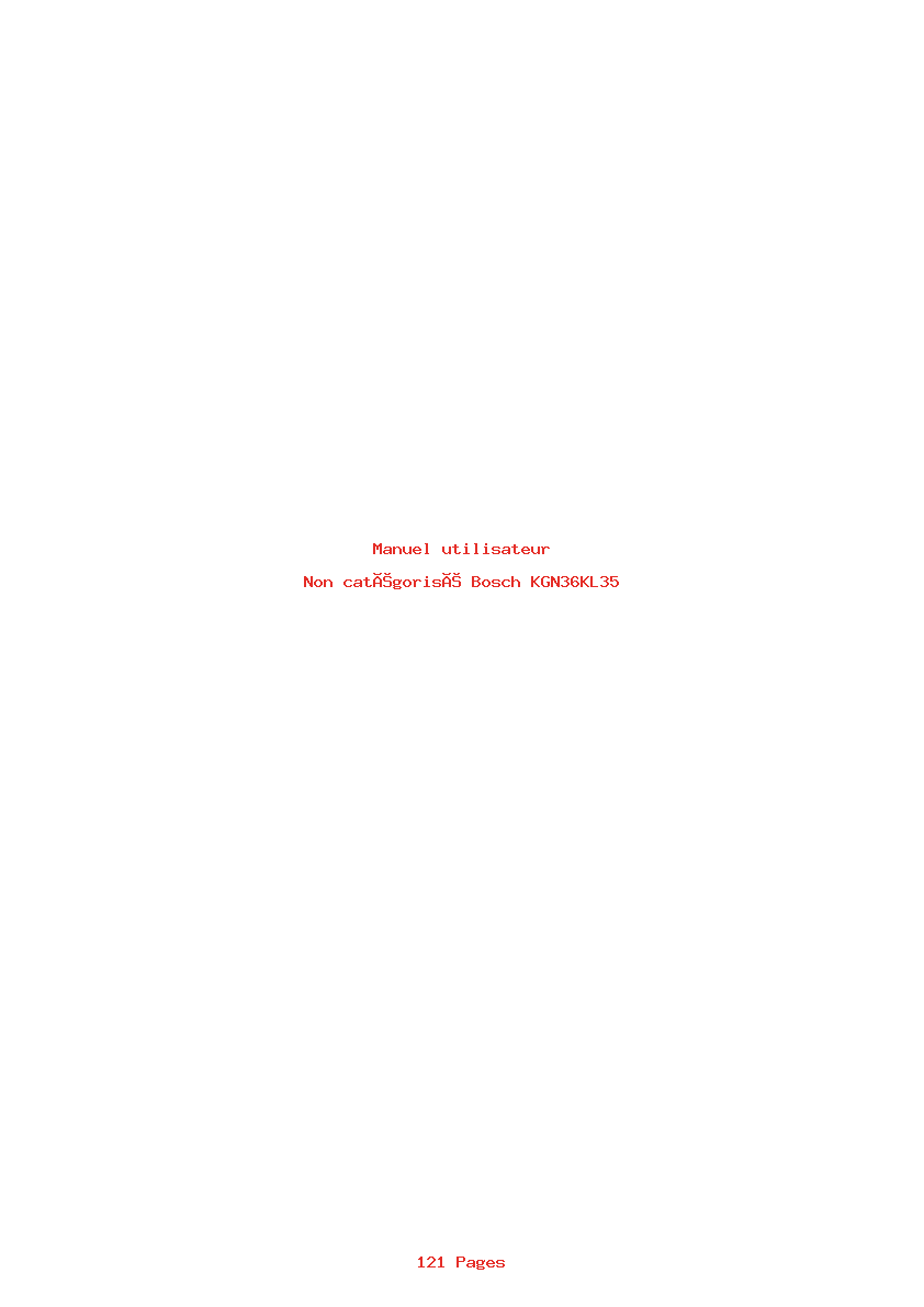 Page 1 de la notice Manuel utilisateur Bosch KGN36KL35