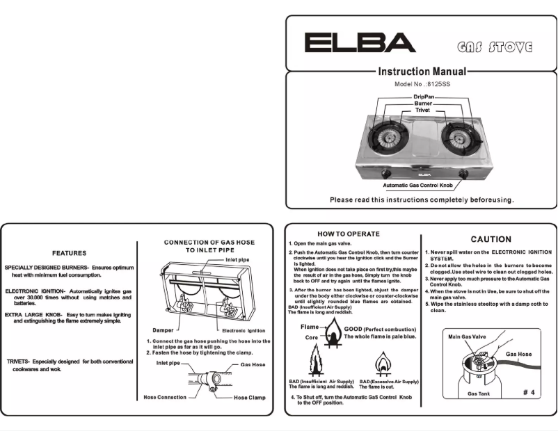 Page 1 de la notice Manuel utilisateur Elba 8125SS