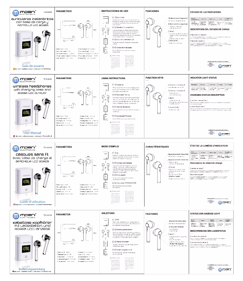 Page 1 de la notice Manuel utilisateur Imperii Electronics TE.03.0339.04