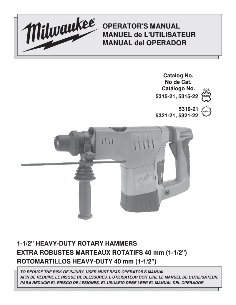Page 1 de la notice Manuel utilisateur Milwaukee 5315-22