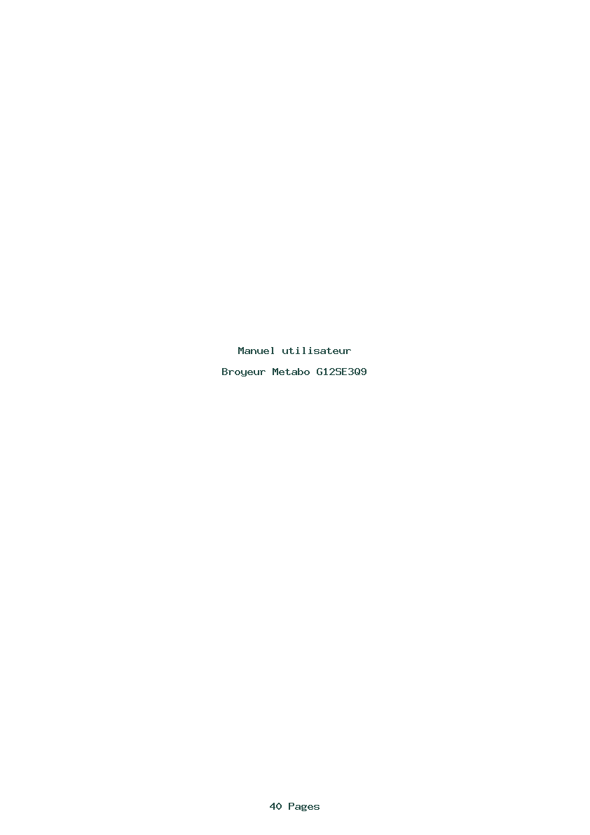 Page 1 de la notice Manuel utilisateur Metabo G12SE3Q9