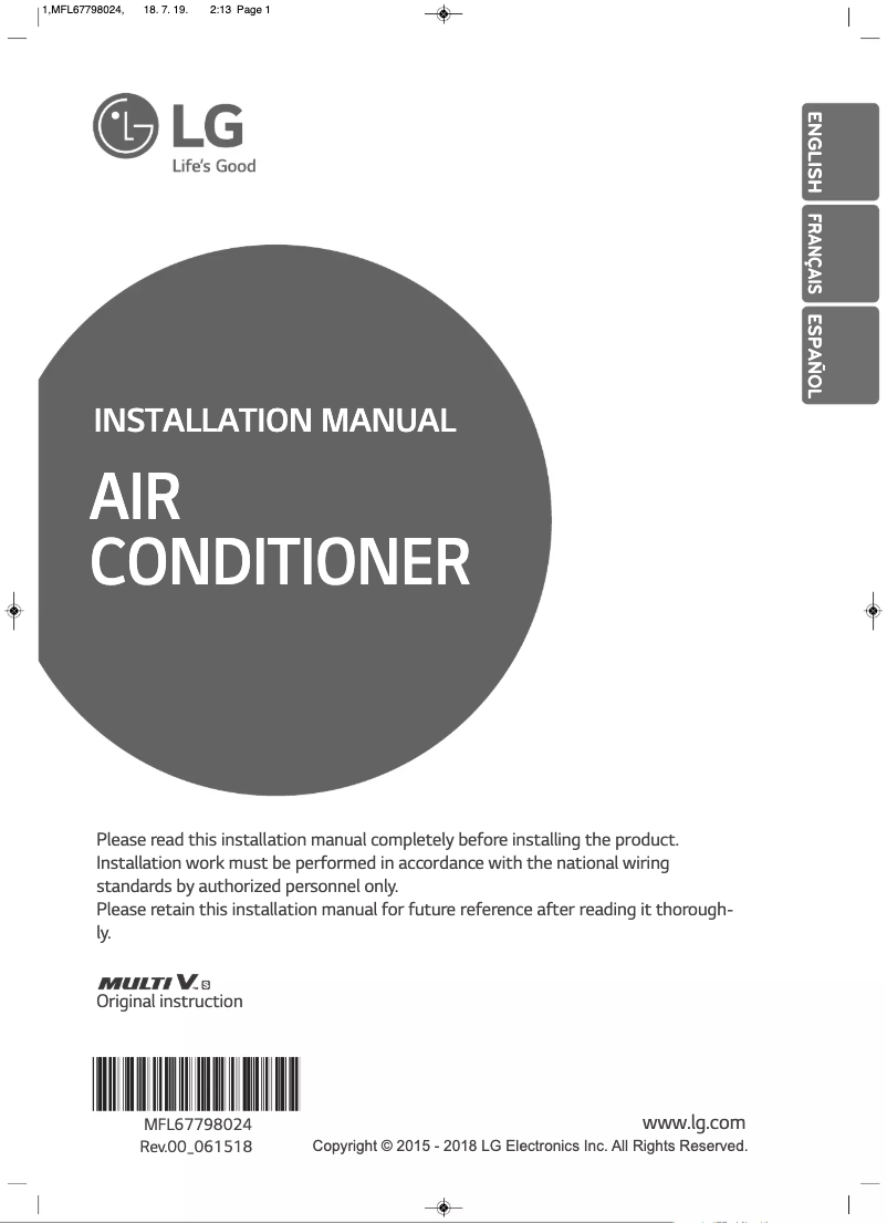 Page 1 of the manual User Manual LG ARUN024GSS4