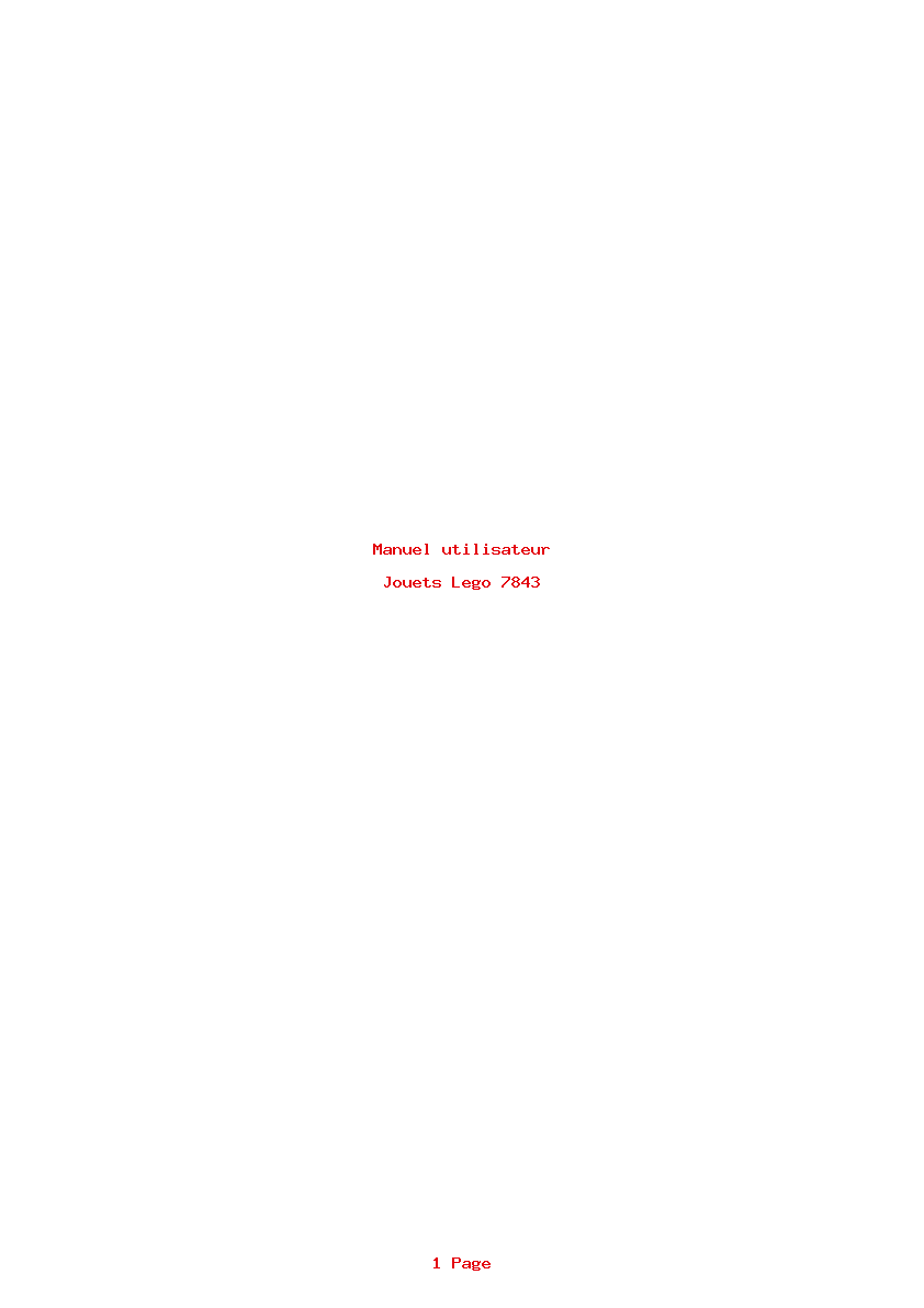 Page 1 de la notice Manuel utilisateur Lego 7843