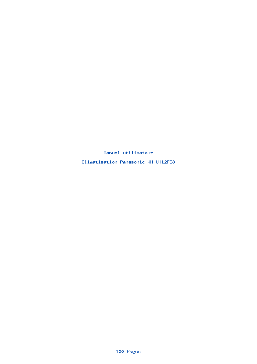 Page 1 de la notice Manuel utilisateur Panasonic WH-UH12FE8