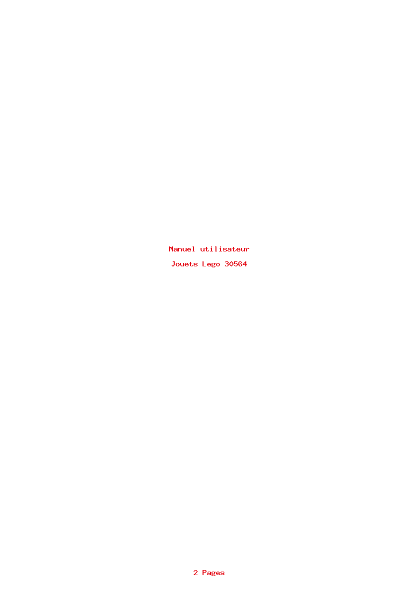 Page 1 de la notice Manuel utilisateur Lego 30564
