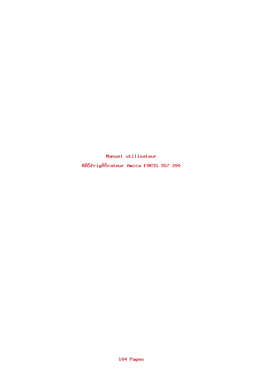 Page 1 de la notice Manuel utilisateur Amica EVKSS 357 200