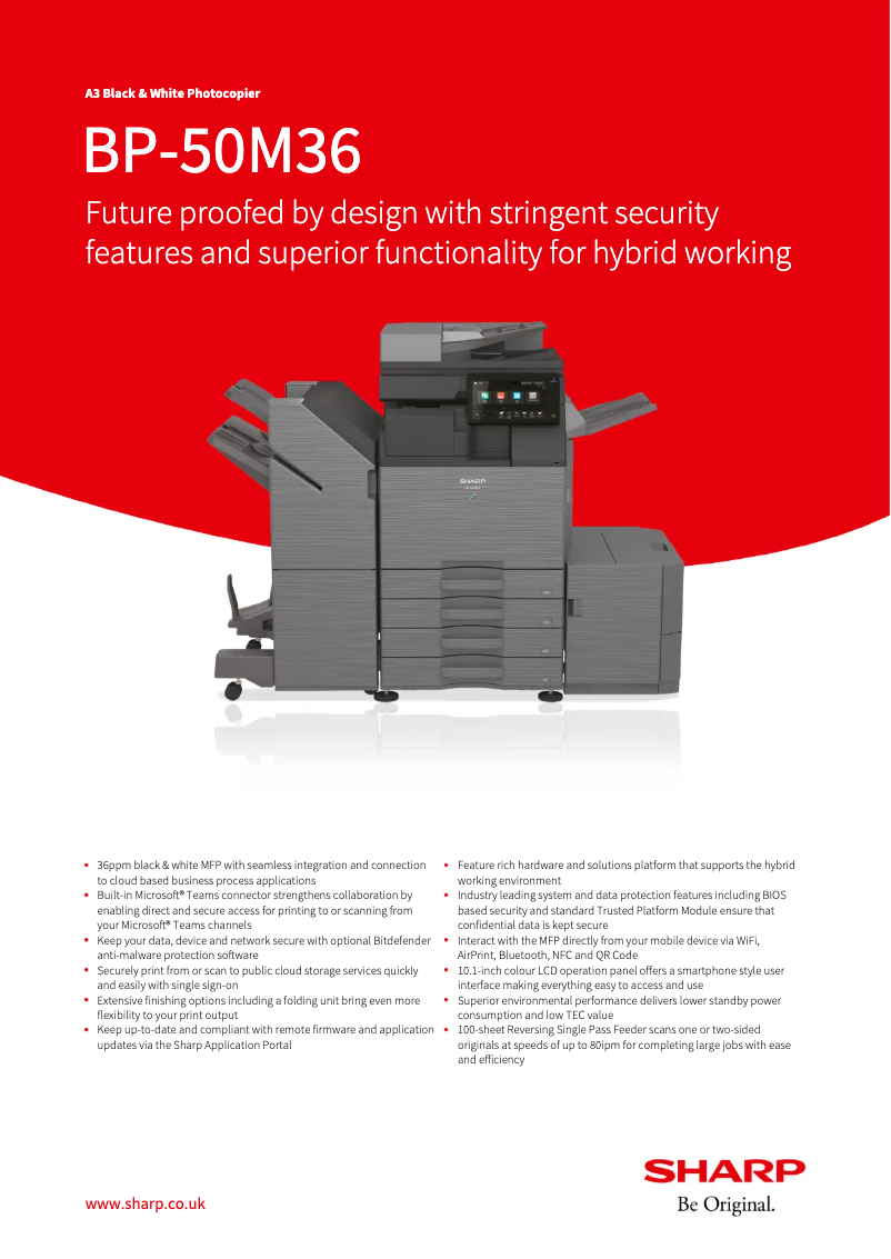 Page 1 de la notice Fiche technique Sharp BP-50M36