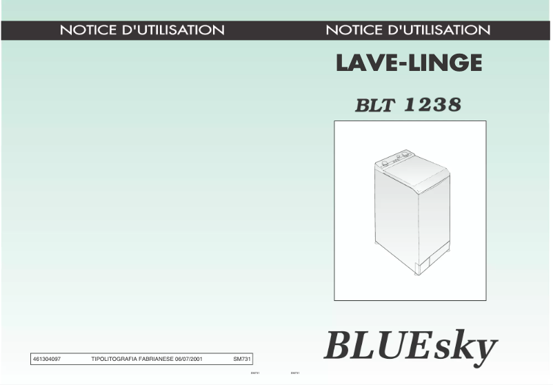 Page 1 de la notice Manuel utilisateur Bluesky BLT 1238