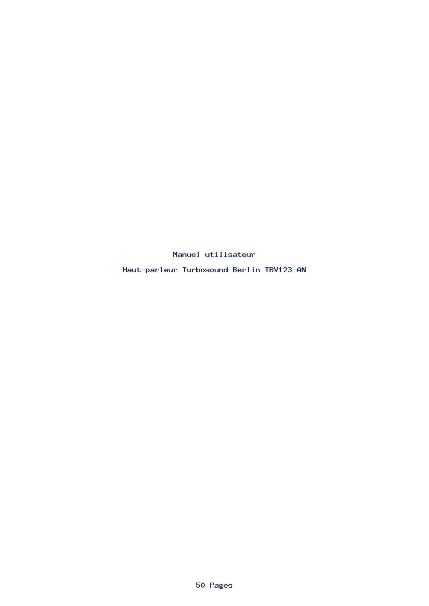 Page 1 de la notice Manuel utilisateur Turbosound Berlin TBV123-AN
