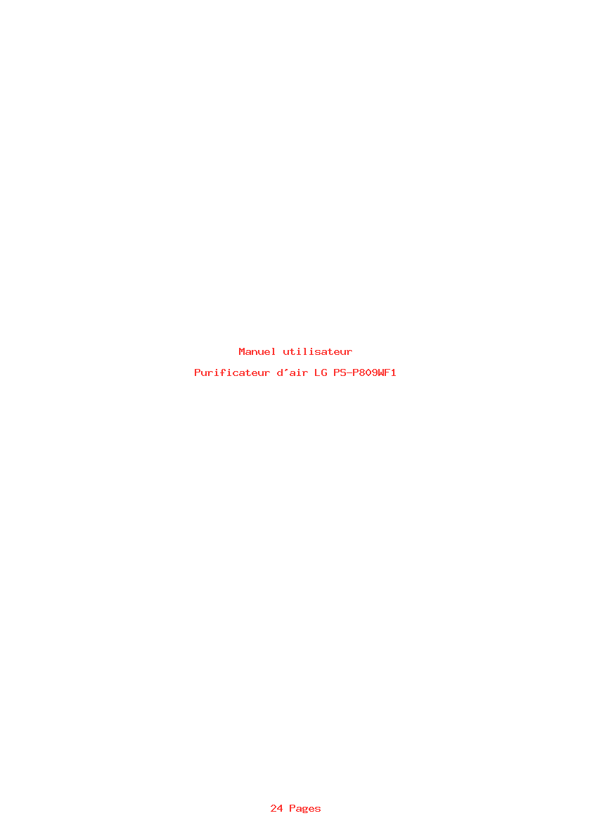 Page 1 de la notice Manuel utilisateur LG PS-P809WF1