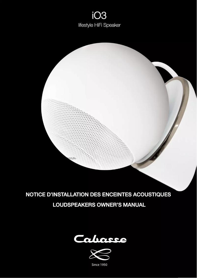 Page 1 de la notice Manuel utilisateur Cabasse iO3