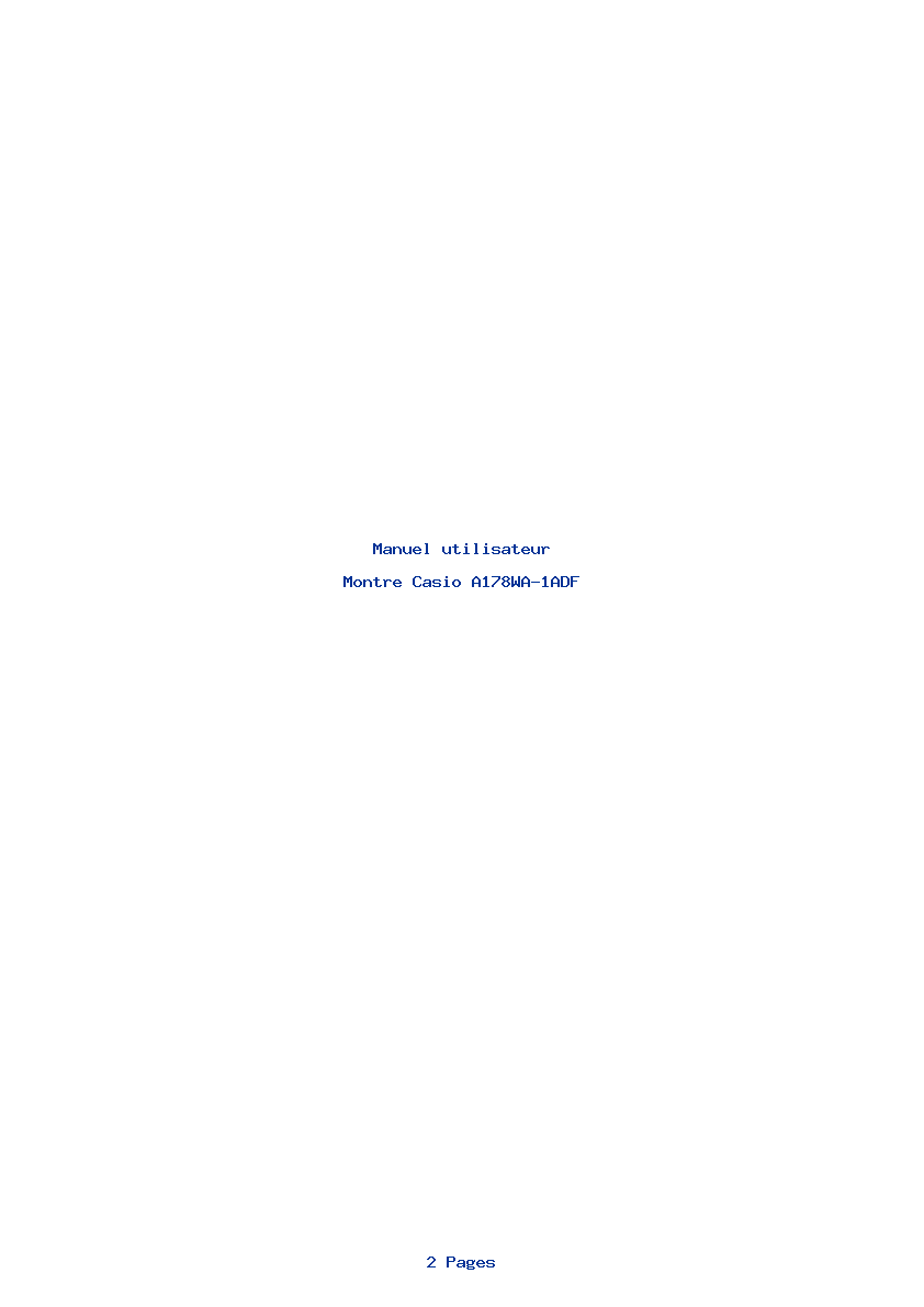 Page 1 de la notice Manuel utilisateur Casio A178WA-1ADF