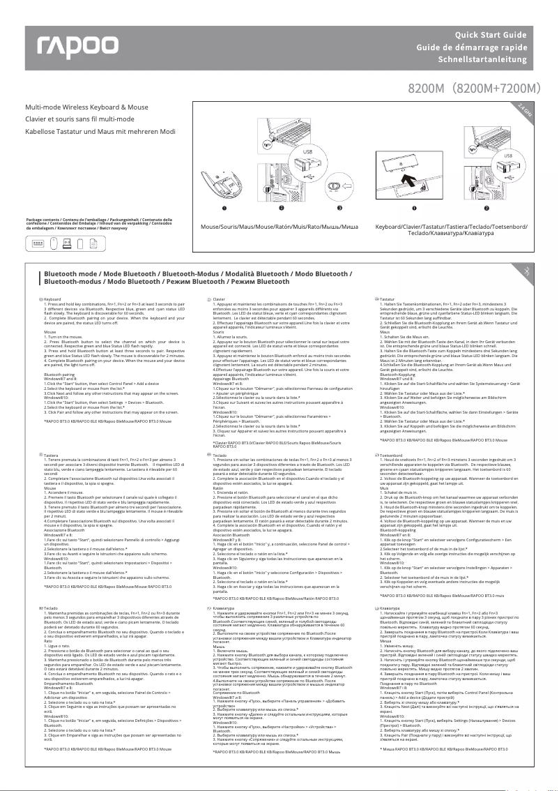 Page 1 de la notice Manuel utilisateur Rapoo 8200M