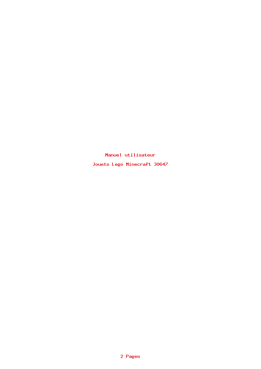Page 1 de la notice Manuel utilisateur Lego Minecraft 30647