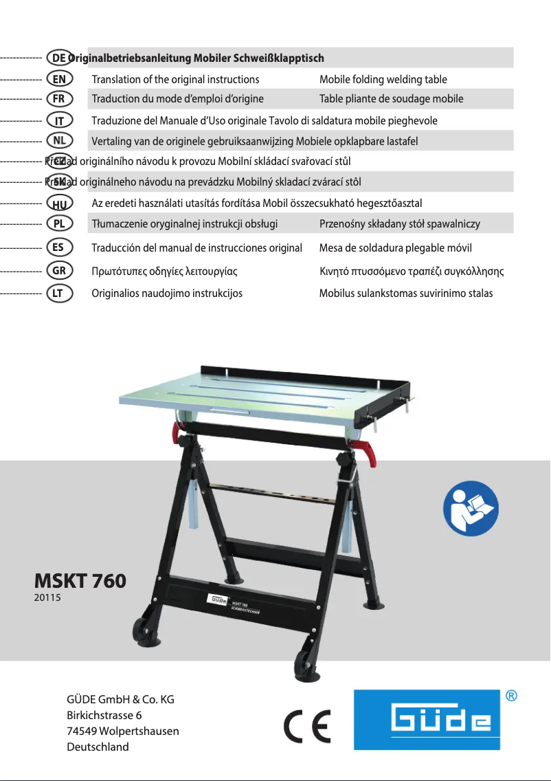Page 1 de la notice Manuel utilisateur Güde MSKT 760