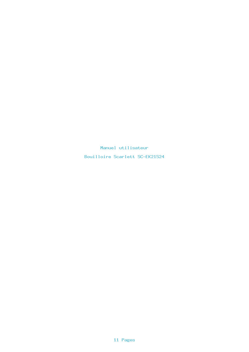 Page 1 de la notice Manuel utilisateur Scarlett SC-EK21S24