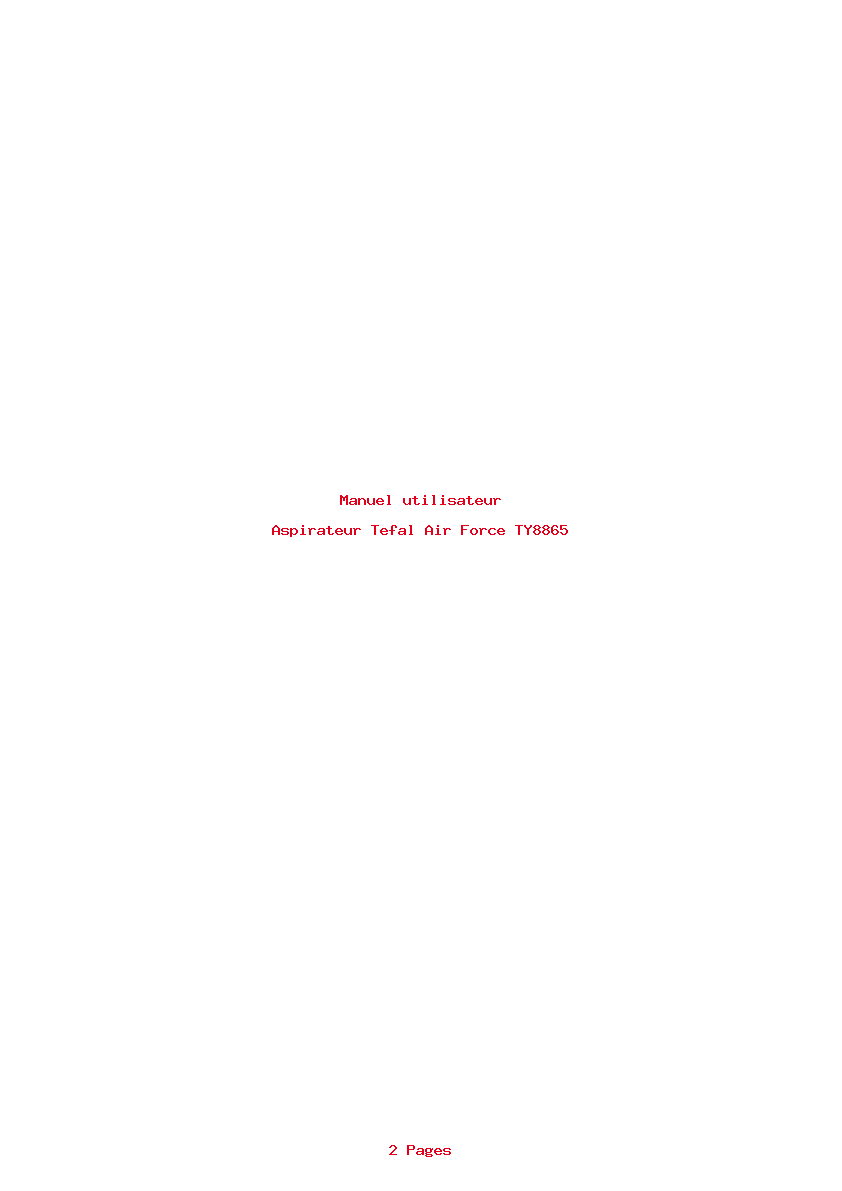 Page 1 de la notice Manuel utilisateur Tefal Air Force TY8865
