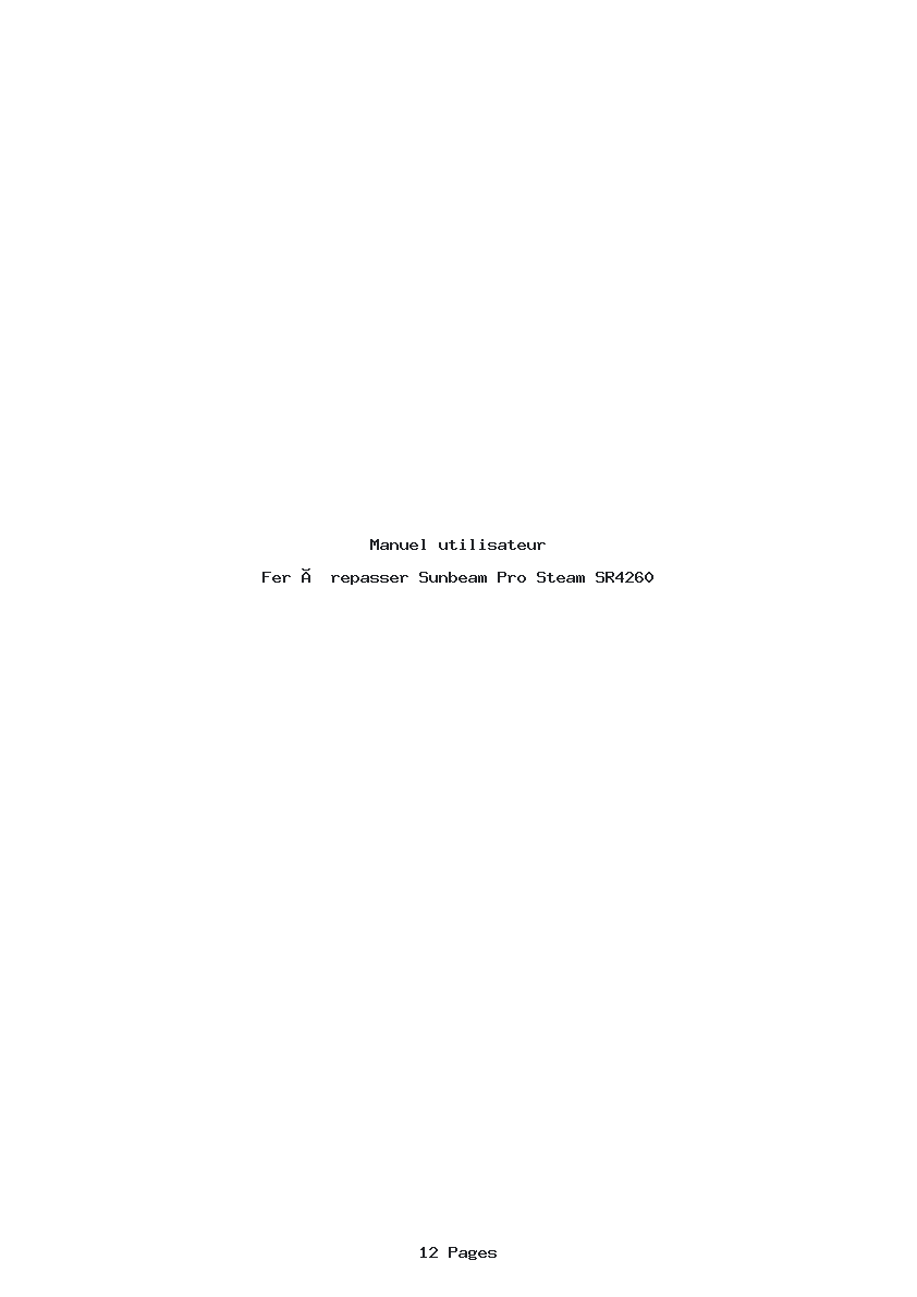 Page 1 de la notice Manuel utilisateur Sunbeam Pro Steam SR4260