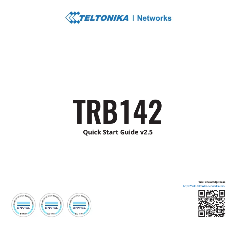 Page 1 de la notice Guide de démarrage rapide Teltonika TRB142