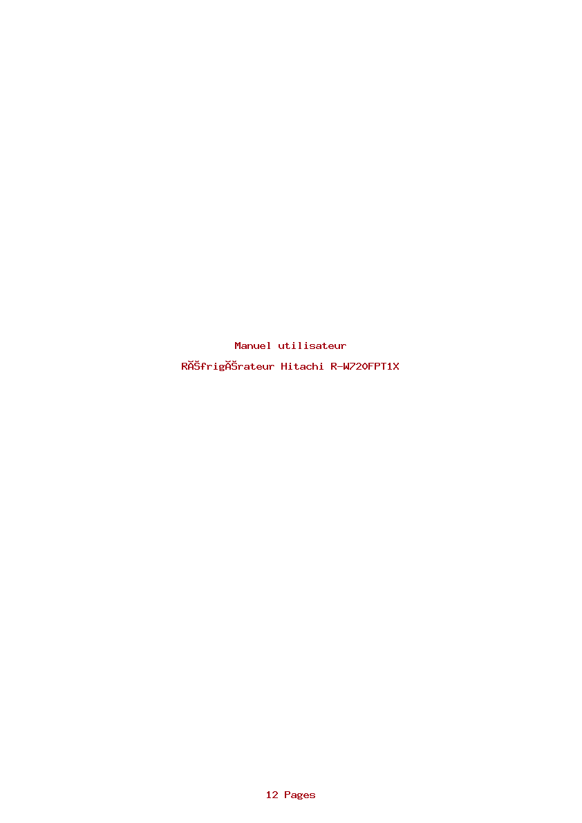 Page 1 de la notice Manuel utilisateur Hitachi R-W720FPT1X