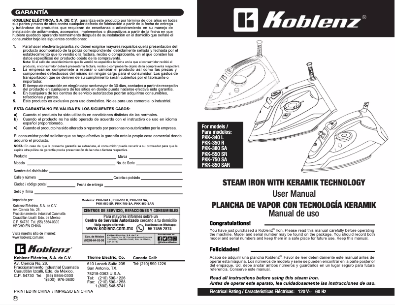 Page 1 de la notice Manuel utilisateur Koblenz PKK-350 R