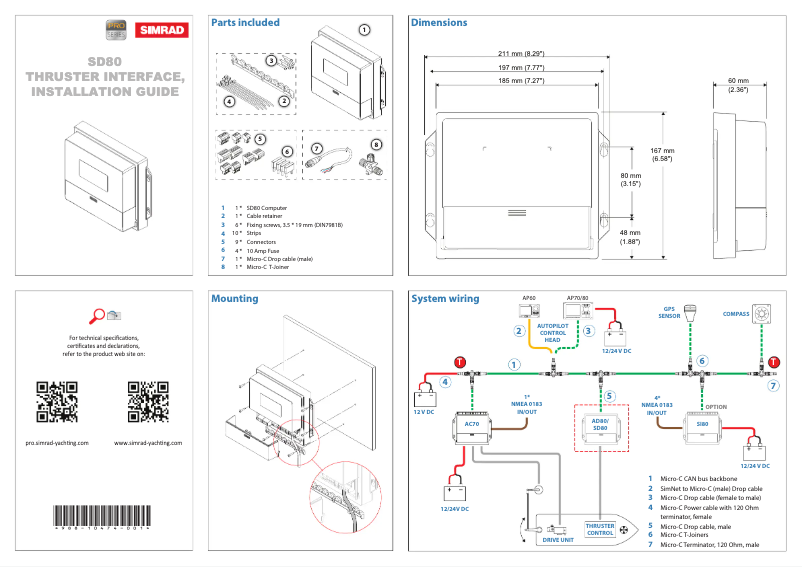 Page 1 de la notice Manuel utilisateur Simrad SD80