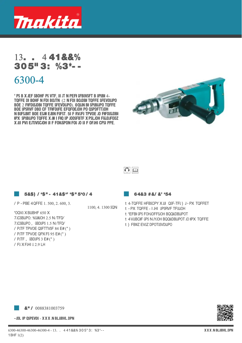 Page 1 de la notice Fiche technique Makita 6300-4