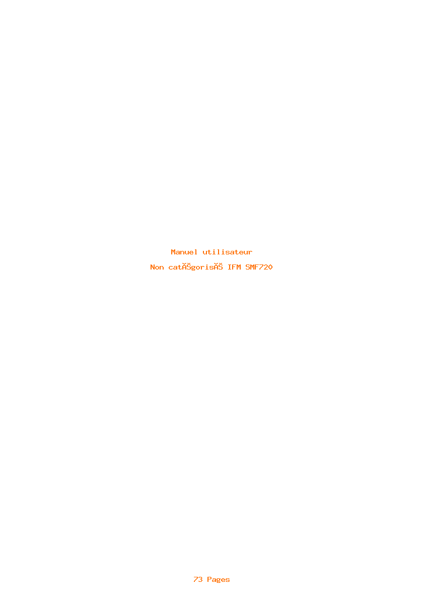 Page 1 de la notice Manuel utilisateur IFM SMF720