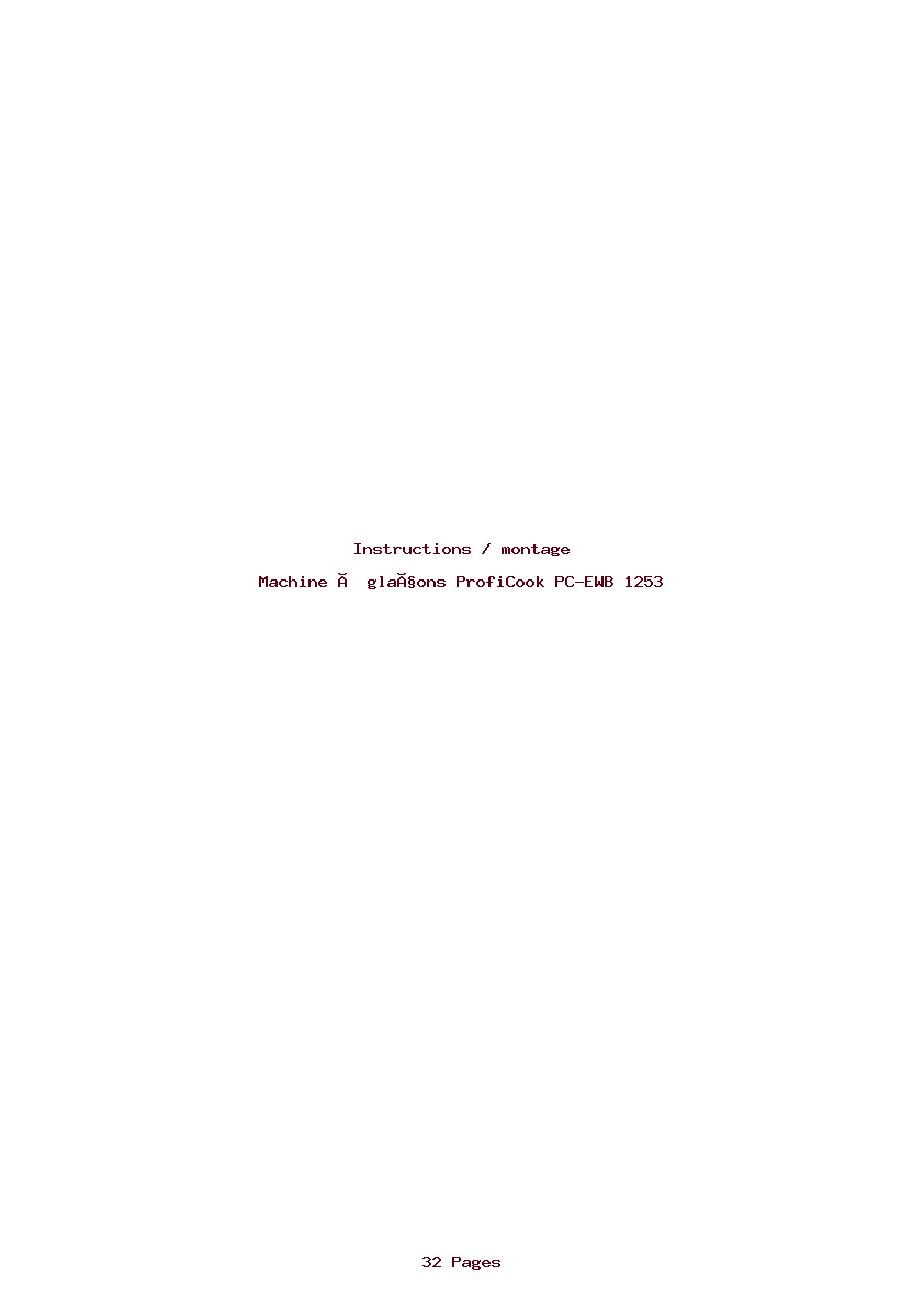 Page 1 de la notice Instructions / montage ProfiCook PC-EWB 1253