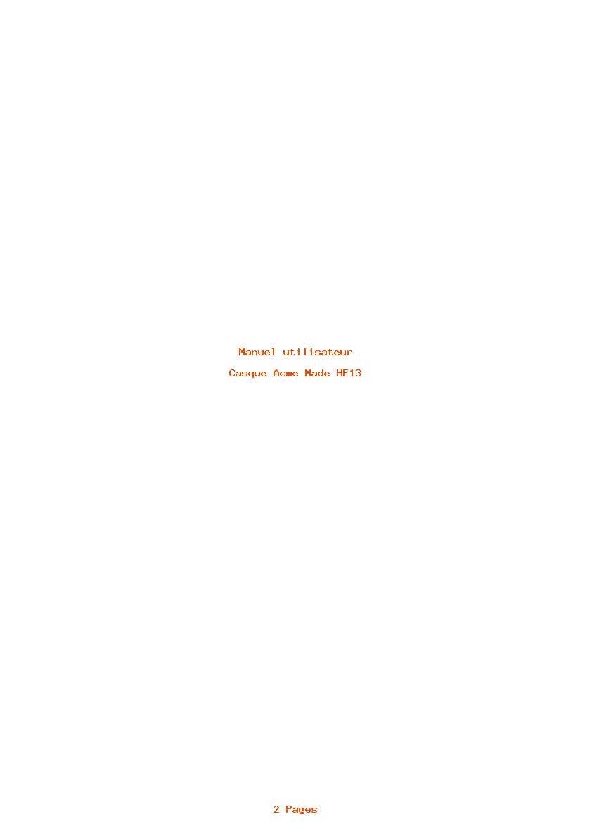 Page 1 de la notice Manuel utilisateur Acme Made HE13