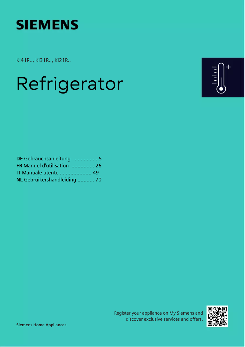 Page 1 de la notice Manuel utilisateur Siemens KI31REDD1