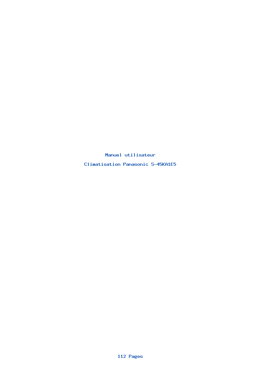 Page 1 de la notice Manuel utilisateur Panasonic S-45KA1E5