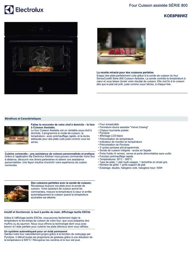 Página 1 del manual Ficha técnica Electrolux KOE8P89WZ