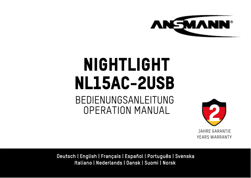 Page 1 de la notice Manuel utilisateur Ansmann NL15AC-2USB