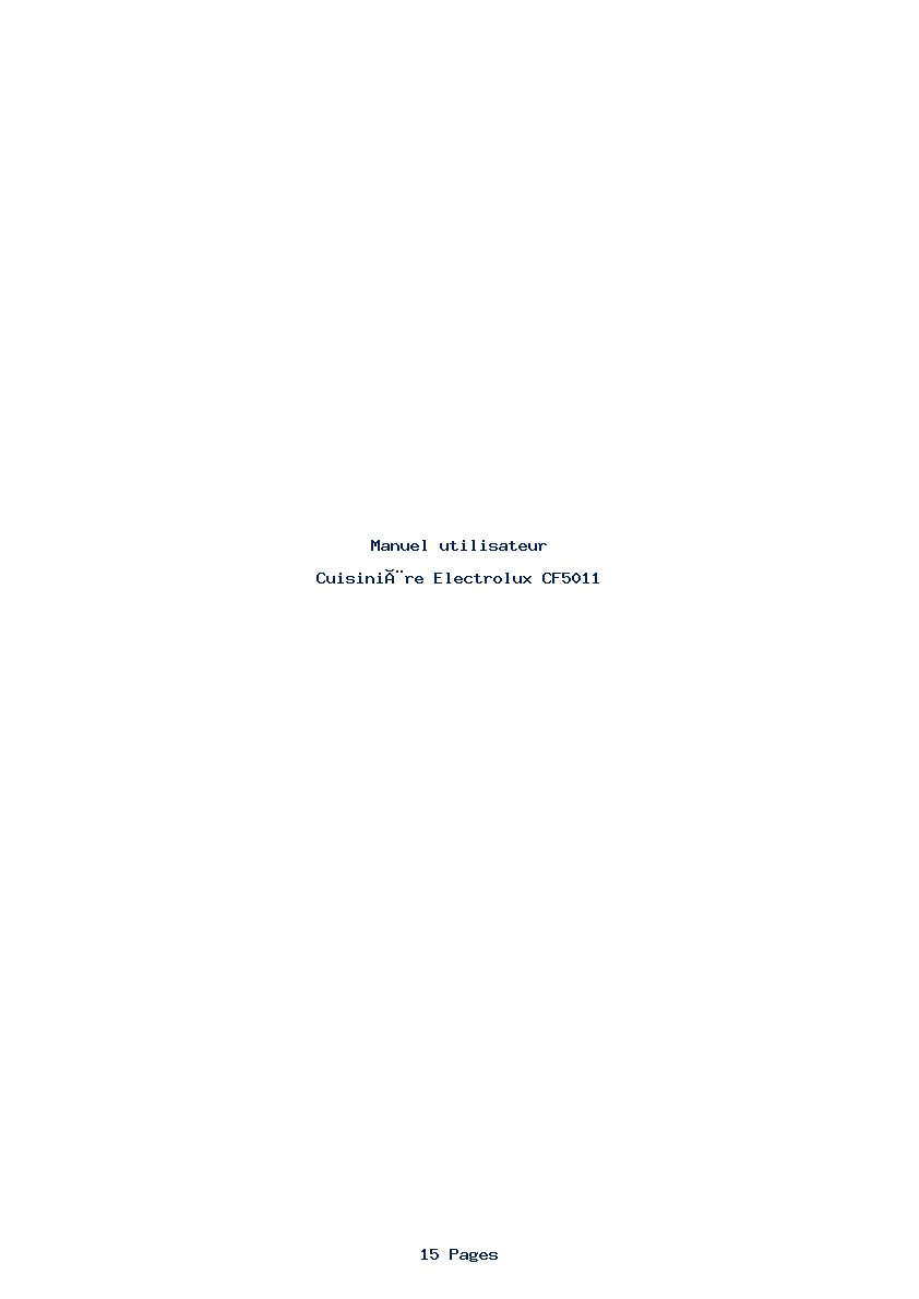 Page 1 de la notice Manuel utilisateur Electrolux CF5011