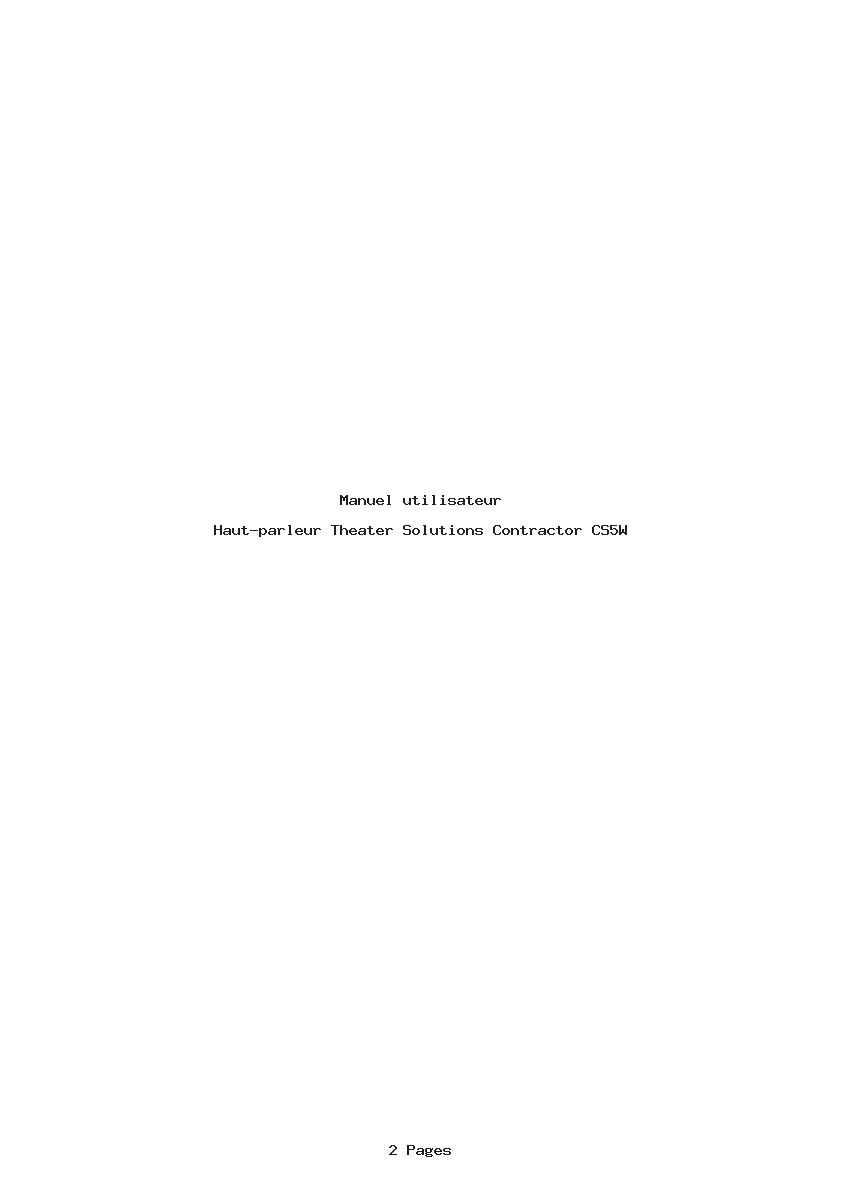 Page 1 de la notice Manuel utilisateur Theater Solutions Contractor CS5W