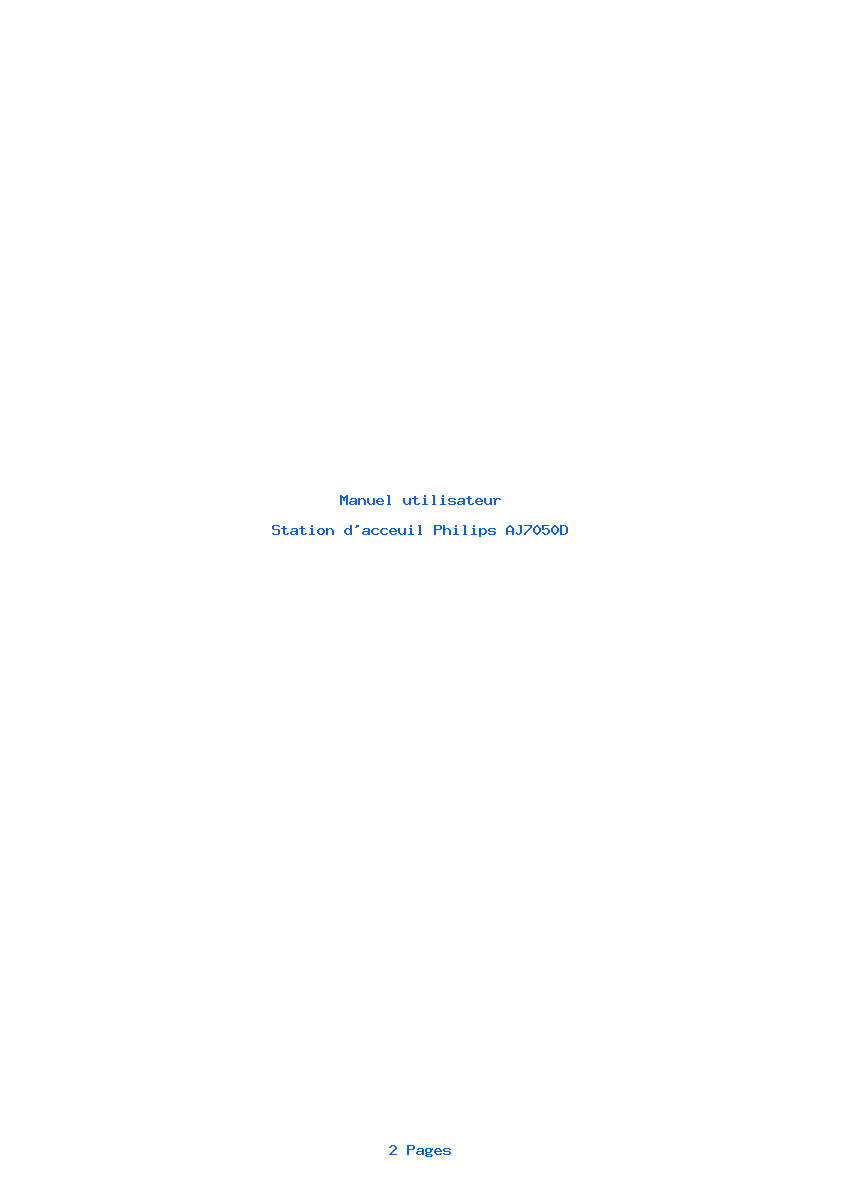 Page 1 de la notice Manuel utilisateur Philips AJ7050D