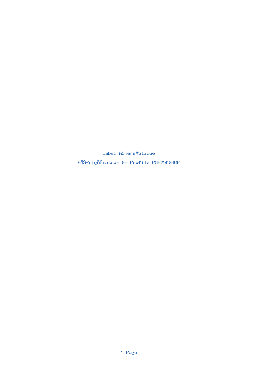 Image de la première page du manuel de l'appareil Profile PSE25KGHBB