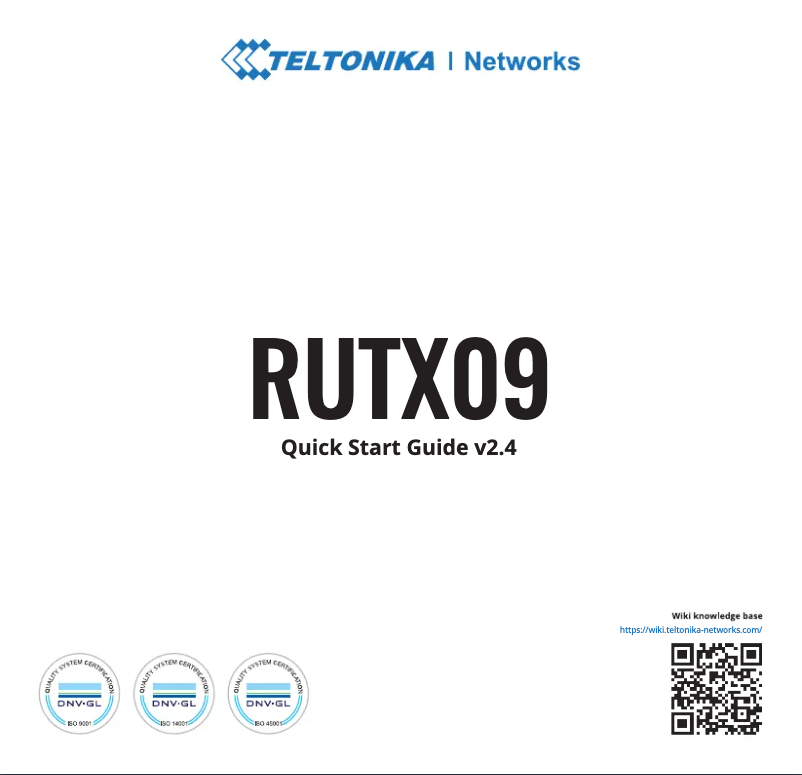 Page 1 de la notice Guide de démarrage rapide Teltonika RUTX09