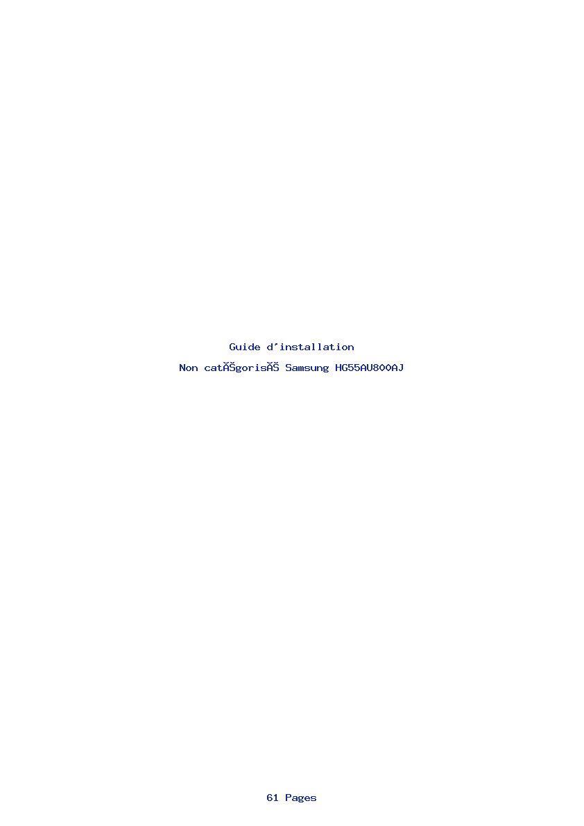 Page 1 de la notice Guide d'installation Samsung HG55AU800AJ